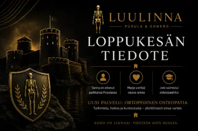 Luulinnan loppukesän 2026 tiedote – uusi ortopedisen osteopatian palvelu sekä Pusulan ja Someron kuulumiset